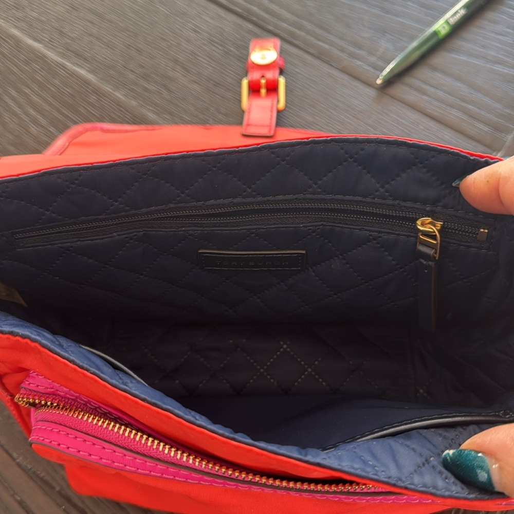 Orange and pink nylon shoulder bag or cross body - Picture 6 of 6